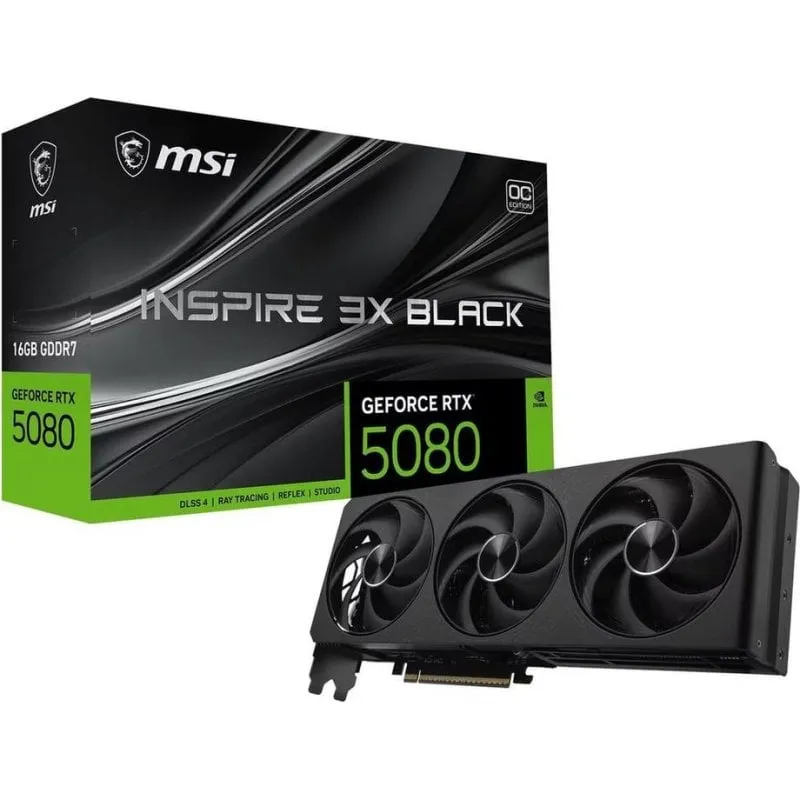 Scheda Grafica MSI GeForce RTX 5080 INSPIRE 3X OC 16GB GDDR7 Reflex 2 AI RTX DLSS4 Gaming