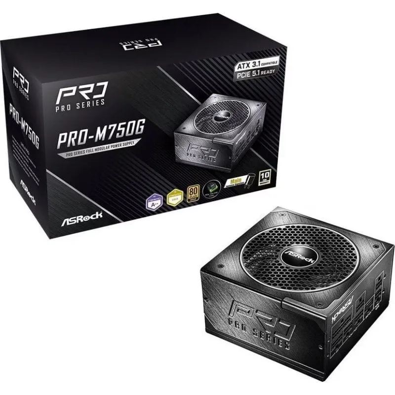 Alimentatore AsRock PRO-M750G 750W Certificazione 80+ Gold ATX 3.1