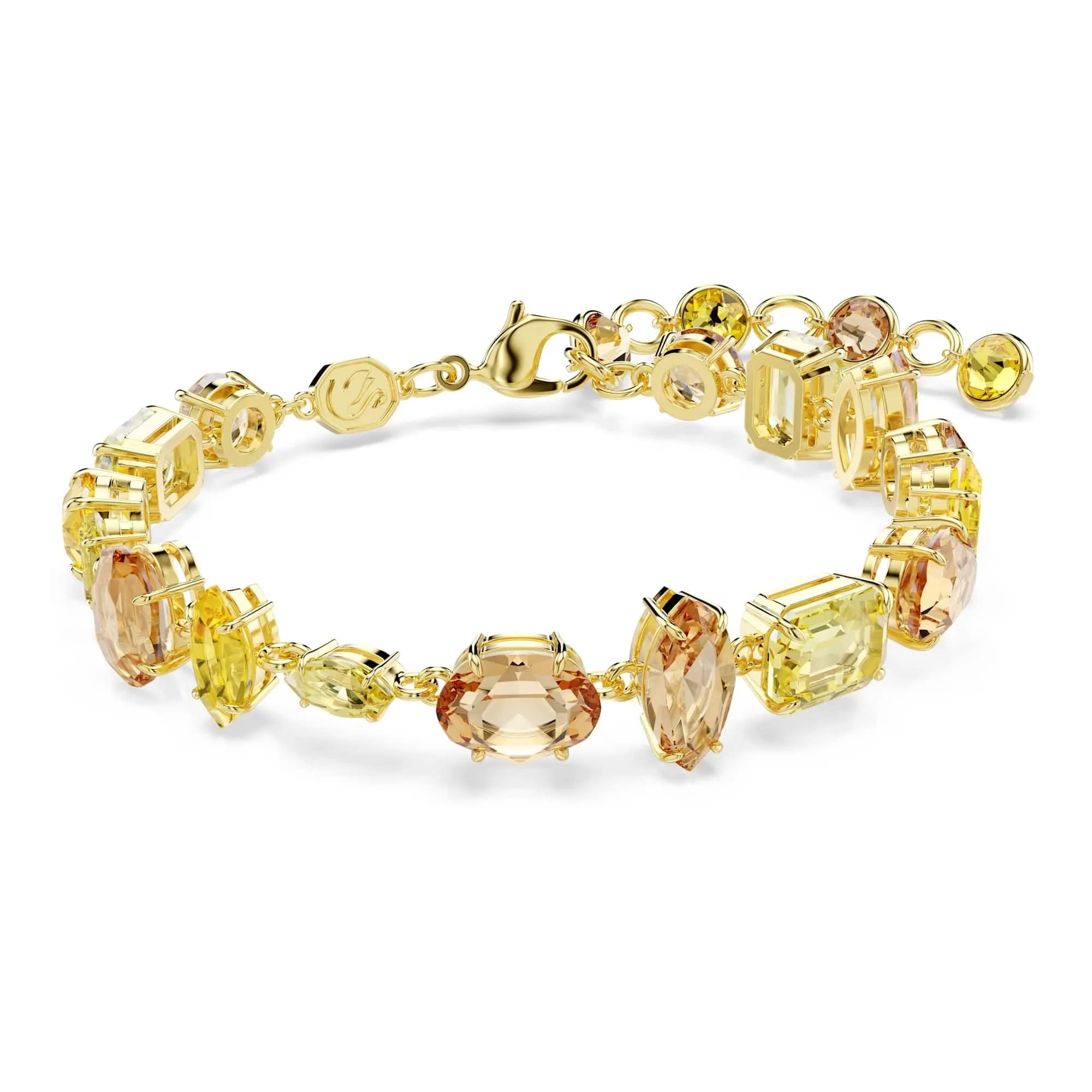 Swarovski Braccialetto Gema, Taglio misto, Giallo, Finitura oro 18K