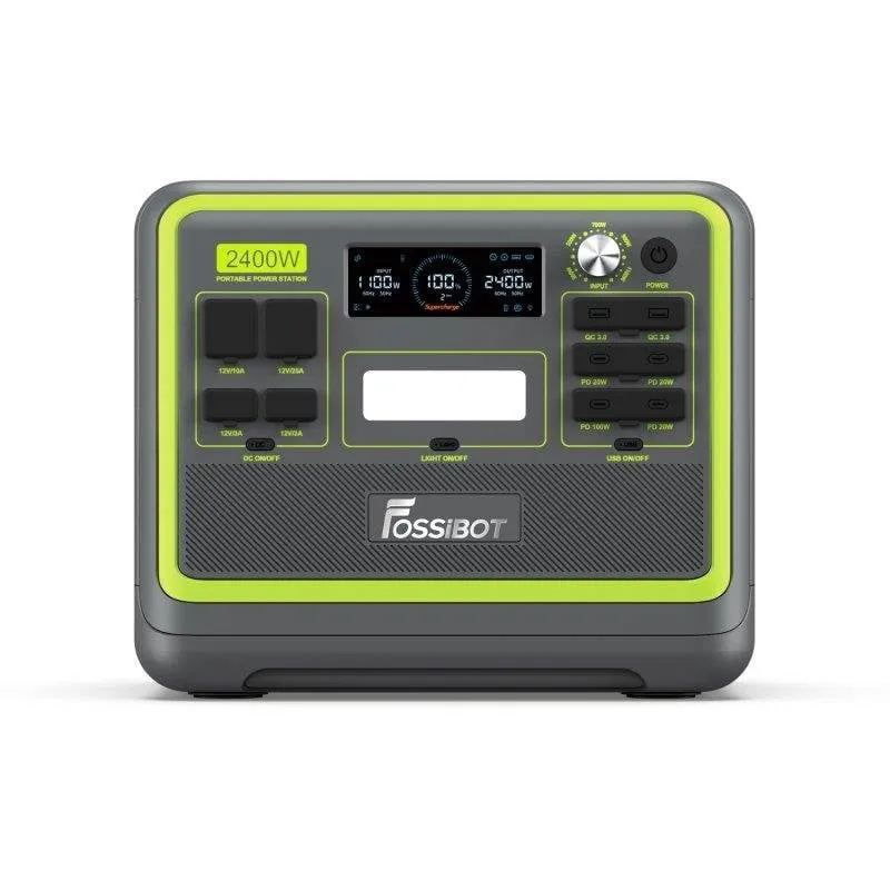 Stazione di energia Fossibot F2400 2048Wh 6 porte AC, 6 USB, 4 DC Batteria LiFePO4