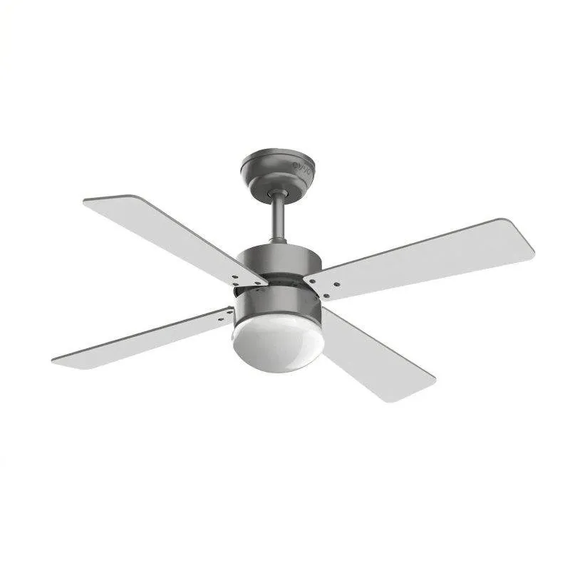 Ventilatore da Soffitto con Luce Evvo Home V415 Steel 56W 106cm 3 Velocità Funzione Inverno