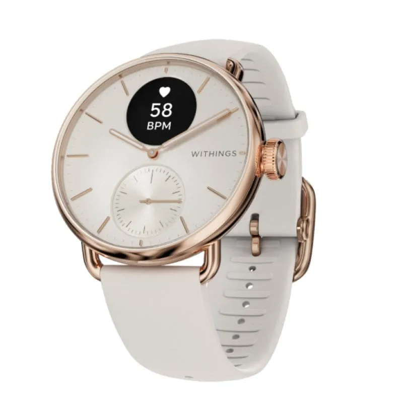 Withings Scanwatch 2 Bluetooth GPS 38mm Oro Rosa Cinturino Sabbia Cardio SpO2 Impermeabile 5ATM