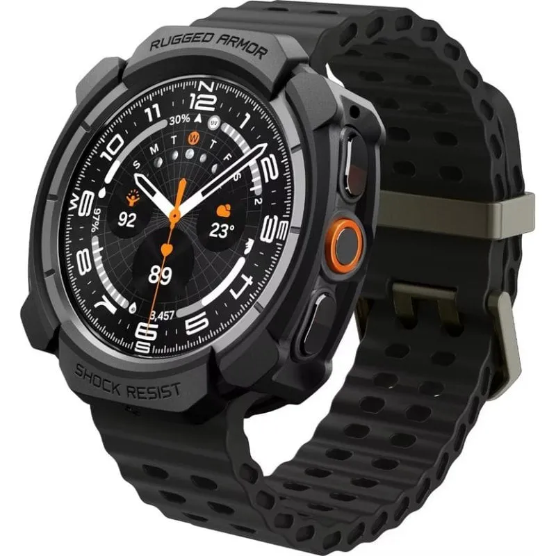 Custodia Rugged Armor Spigen per Samsung Galaxy Watch Ultra 2 Nero opaco