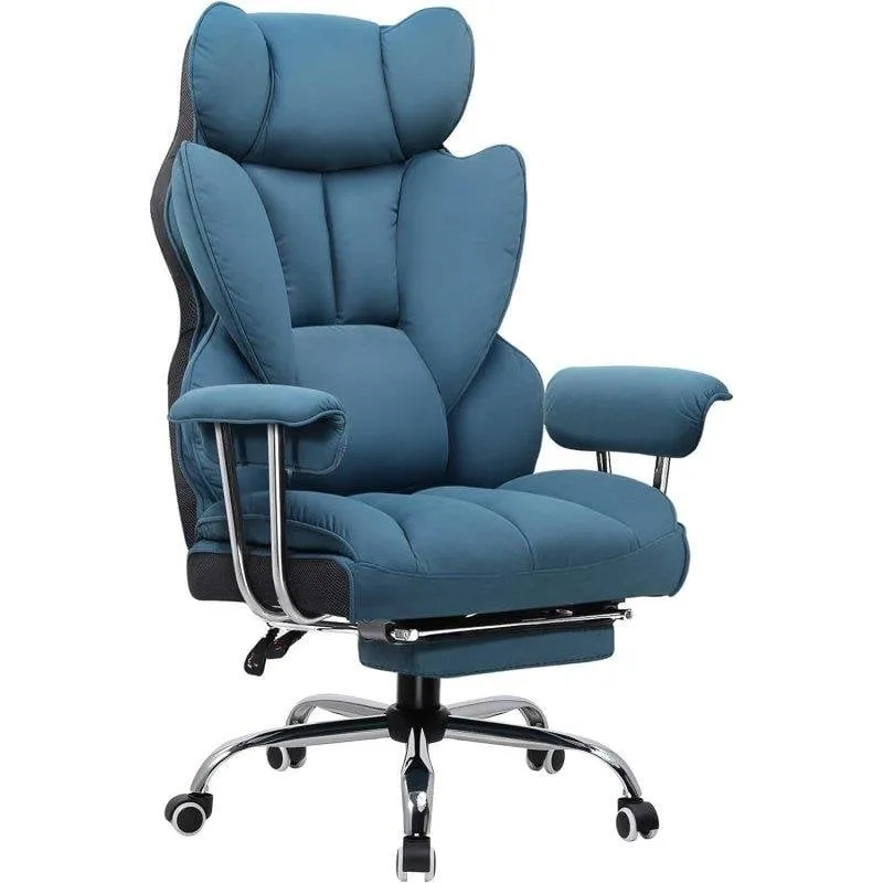 Sedia Gaming GTPLAYER Tessuto Ergonomica Poggiapiedi Telescopica Blu