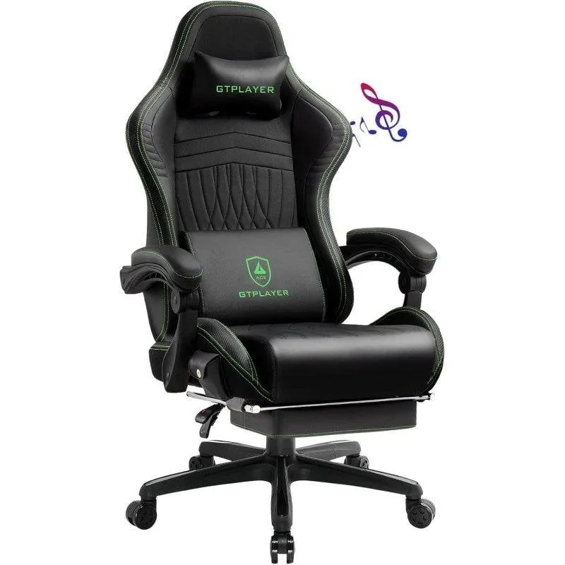Sedia Gaming GTPLAYER Poggiapiedi e Altoparlanti Verdi