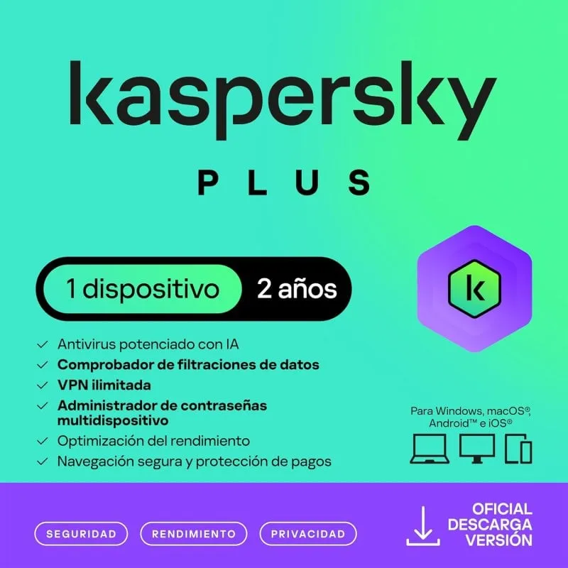Software Kaspersky Plus Internet Security 1 Dispositivo Licenza 2 Anni Download Digitale