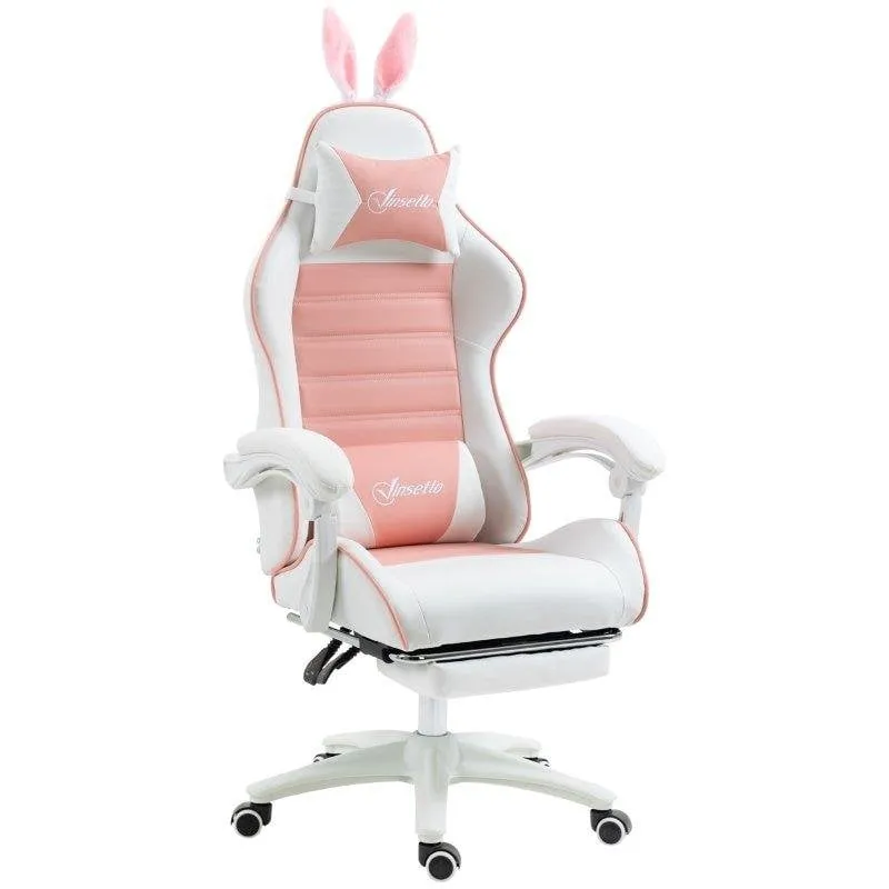 Sedia Gaming Rolipo 921-621V00PK Rosa Orecchie Coniglio Ergonomica Reclinabile