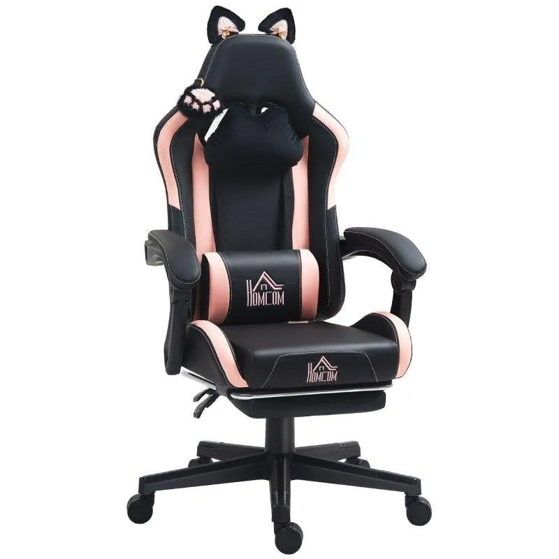 Sedia Gaming Rolipo 921-794V00BK Rosa/Nero Orecchie Gatto