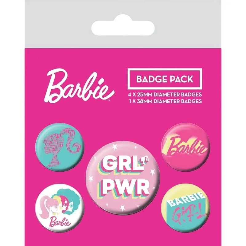 Set Badge Barbie Girl Power 3,8 e 2,5 cm Ufficiale