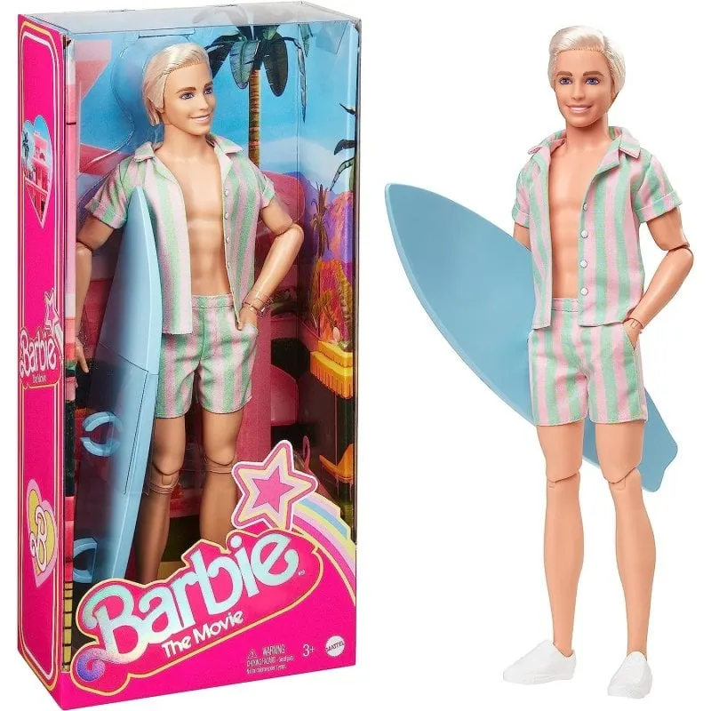 Action Figure Ken Barbie Film Articolata 30 cm con Tavola da Surf