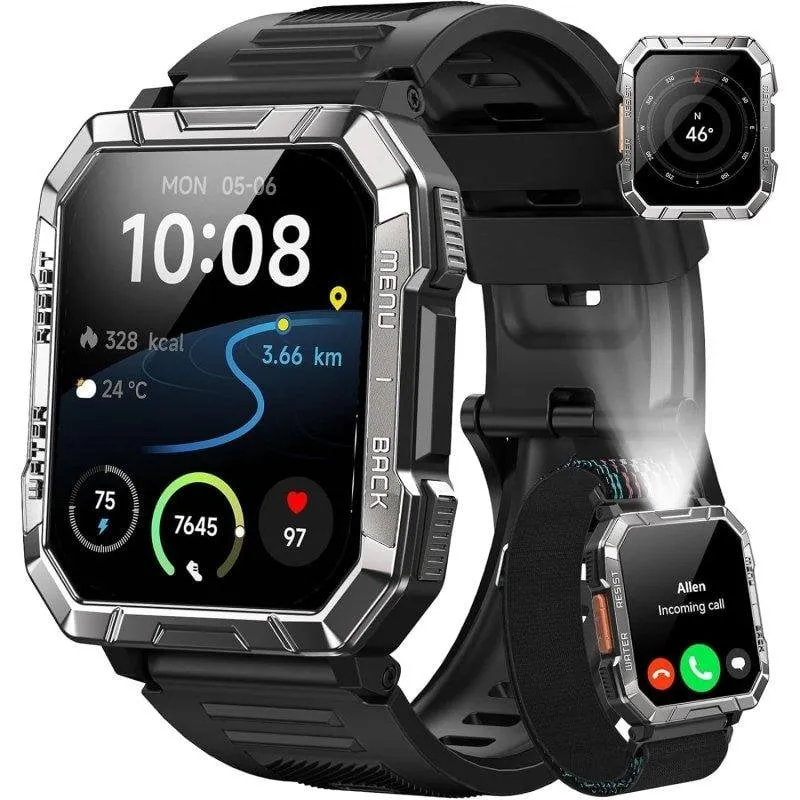 Blackview Military Smartwatch Bluetooth 2.01'' Nero Cinturino S/M Resistente 100 Giorni