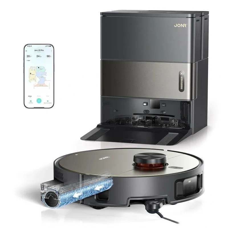 Robot Aspirapolvere e Lavapavimenti JONR X9 Pro Nero Combinato Mop washing 20.000 Pa