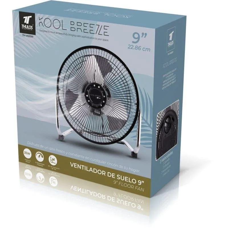 Ventilatore da Pavimento Thulos TH-VN5001 35W 9" Metallo Testa Inclinabile Griglia Protettiva Nero