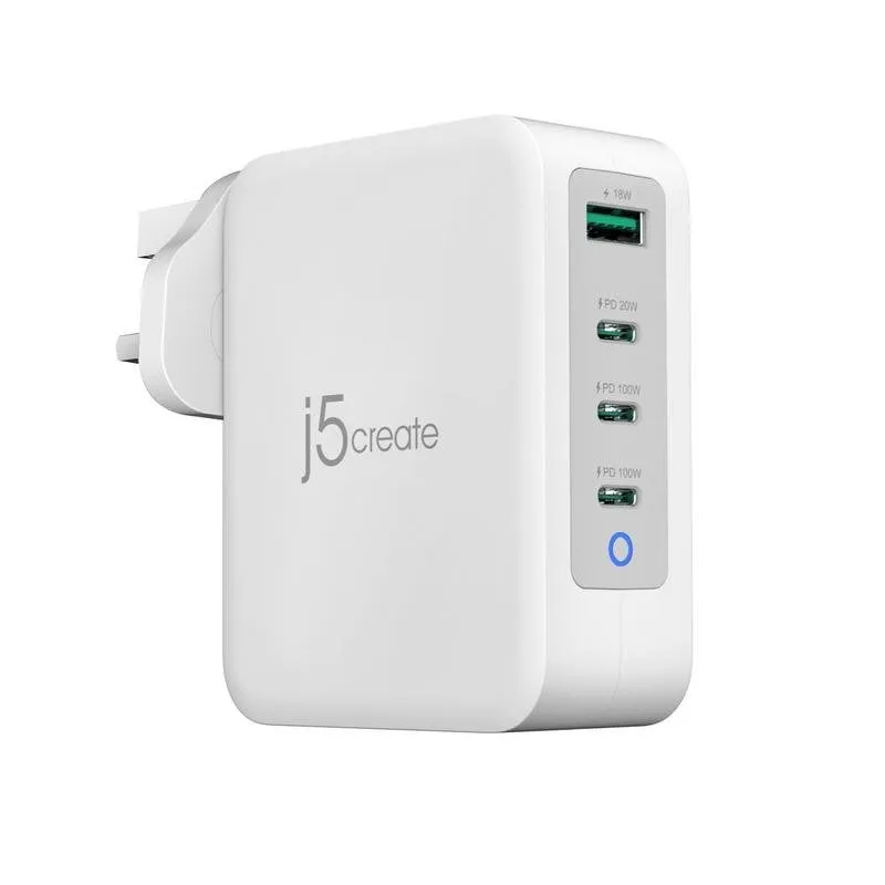 Caricatore j5create JUP43130F-FN GaN USB-C 4 porte 130 W PD 3.0 Quick Charge