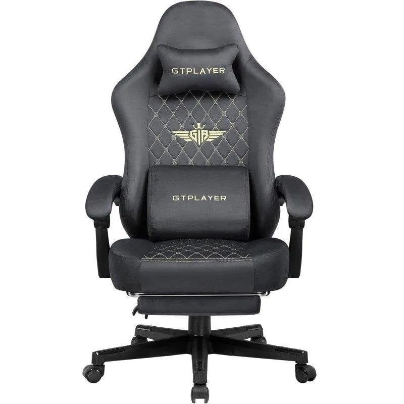 Sedia GTPLAYER Ergonomica Gaming Sedile a molle e poggiapiedi Grigio