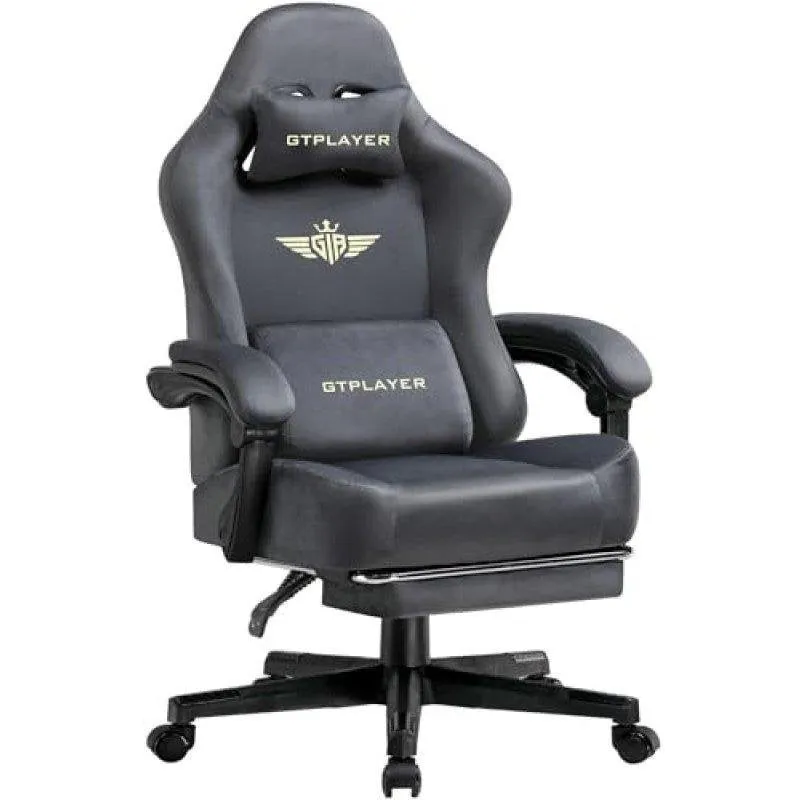 Sedia Gaming GTPLAYER Tessuto Grigio 160deg Poggiapiedi