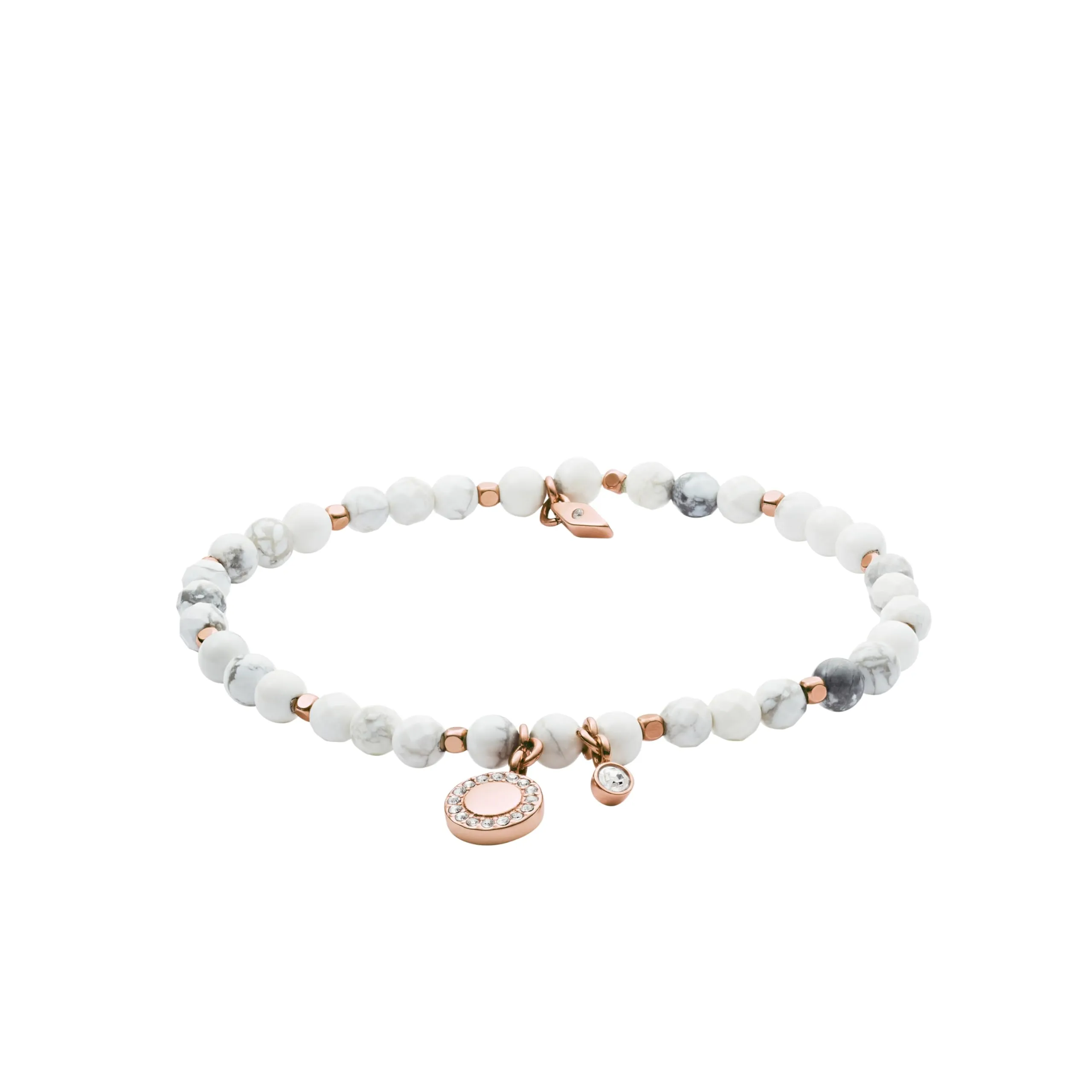 Fossil Bracciale Donna Benessere, Lunghezza Interna: 165 mm Bracciale Bianco Semi-Prezioso, JA6934791