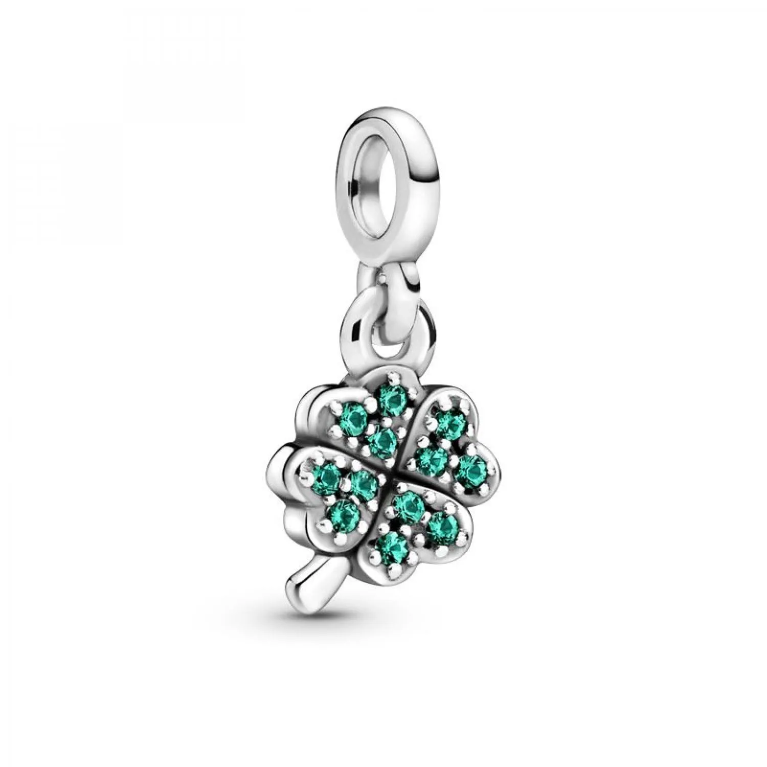 Ciondolo con ciondolo PANDORA Me My Four Leaf Clover in argento sterling con pietre preziose pavé verdi - 2.6 x 7.6 x 6.2 mm (D/H/W), compatibile con la collezione Me