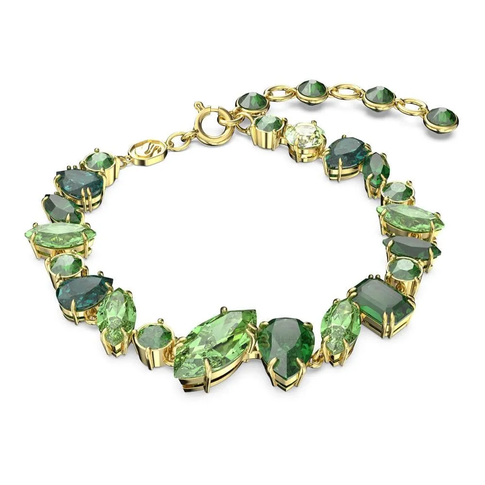 Swarovski Braccialetto Gema, Taglio misto, Verde, Placcato color oro