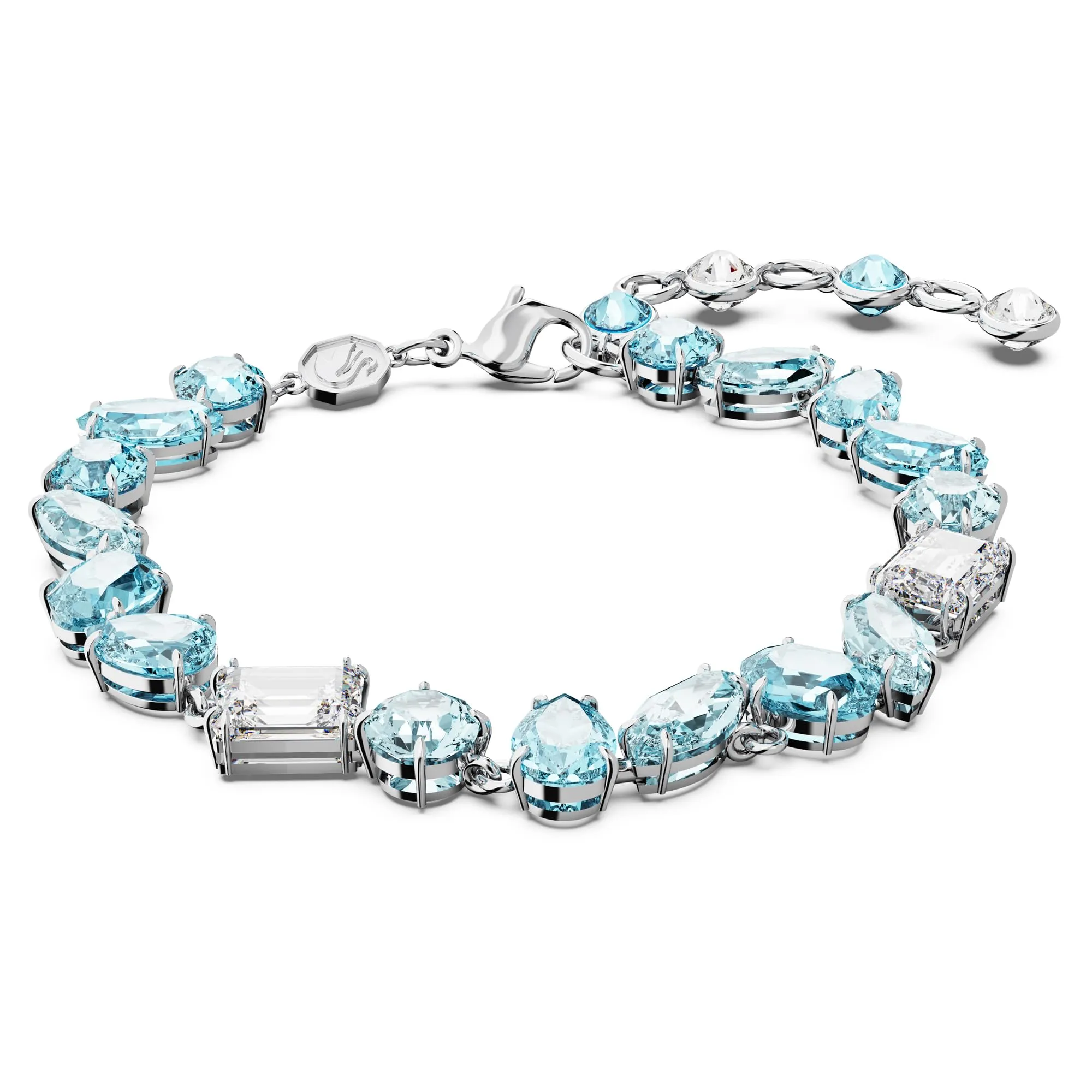 Swarovski Gema Bracelet, Blue And White Mixed-Cut Crystals In A Rhodium Plated Setting, From The Gema Collection