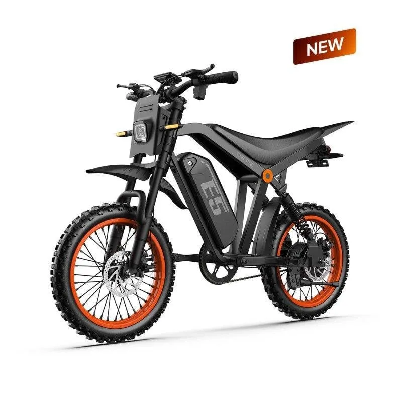 Bici elettrica TIETIE E5 48V20Ah 80km 14x3.0 Nero Arancione