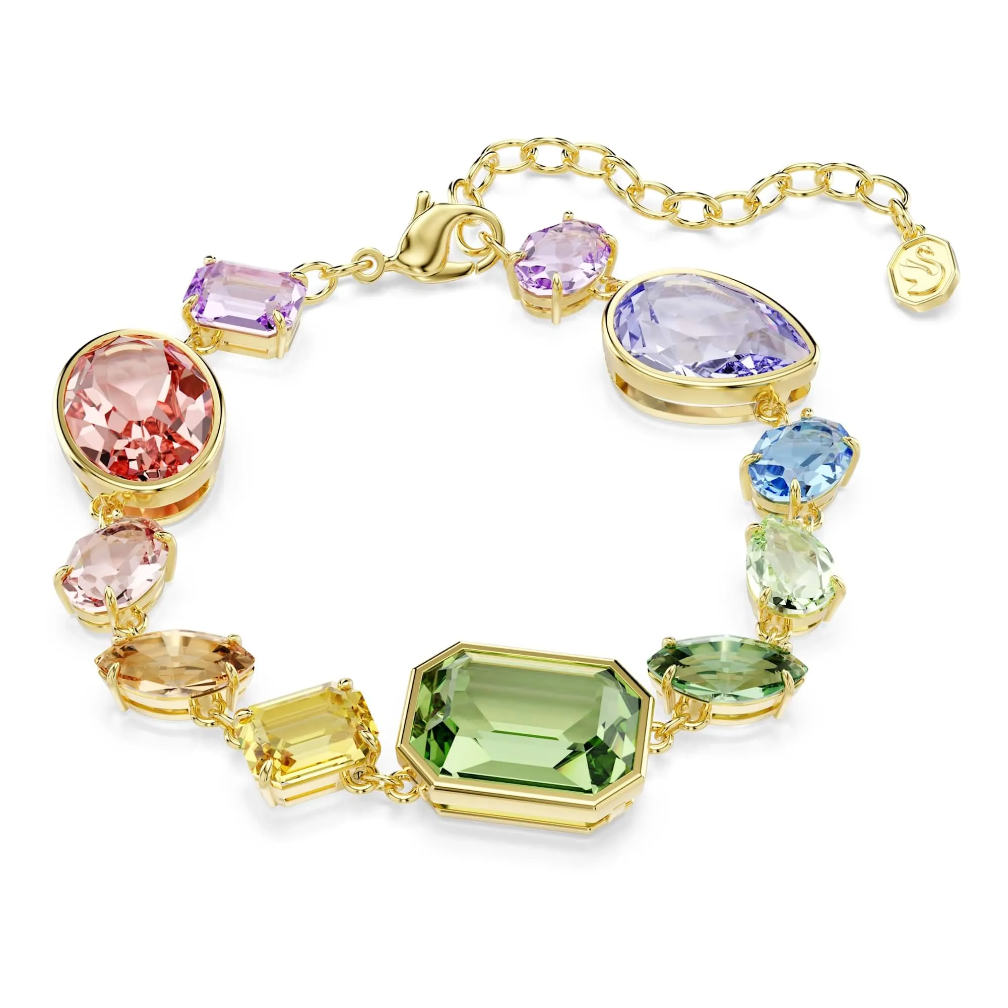 Swarovski Braccialetto Gema, Taglio misto, Multicolore, Placcato color oro