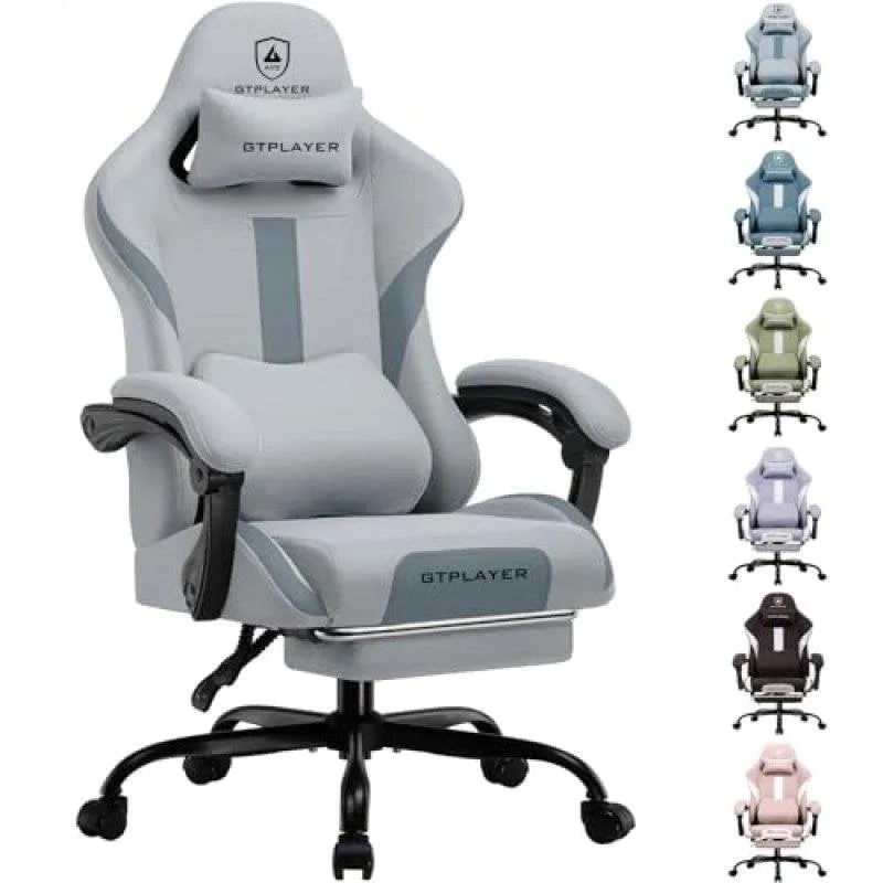 Sedia Gaming GTPLAYER Ergonomica Regolabile Tessuto Traspirante Grigia