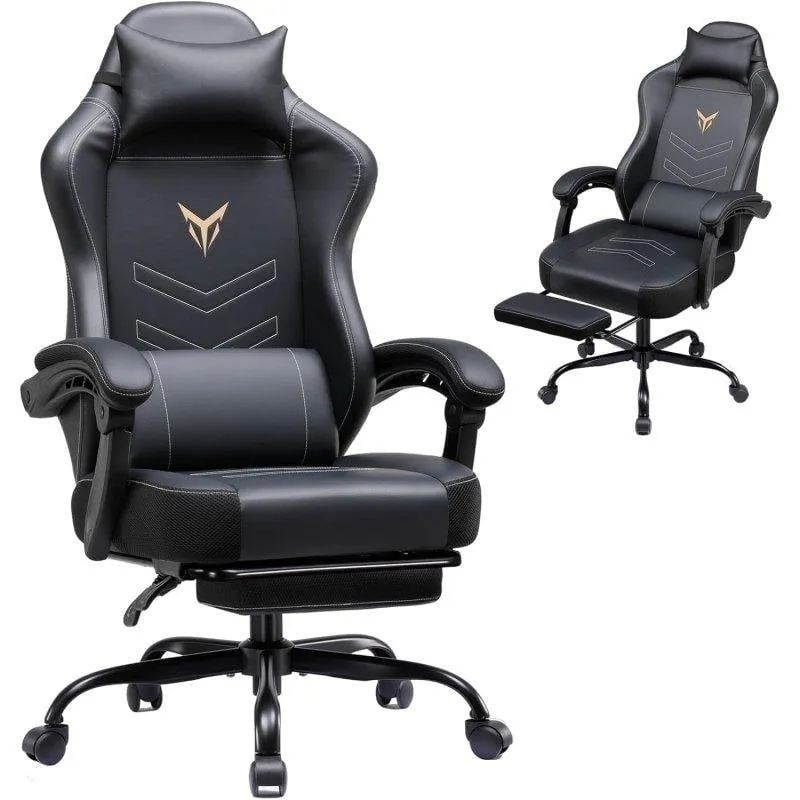 Sedia Gaming GTPLAYER con Poggiapiedi Regolabile in Pelle PU Nera