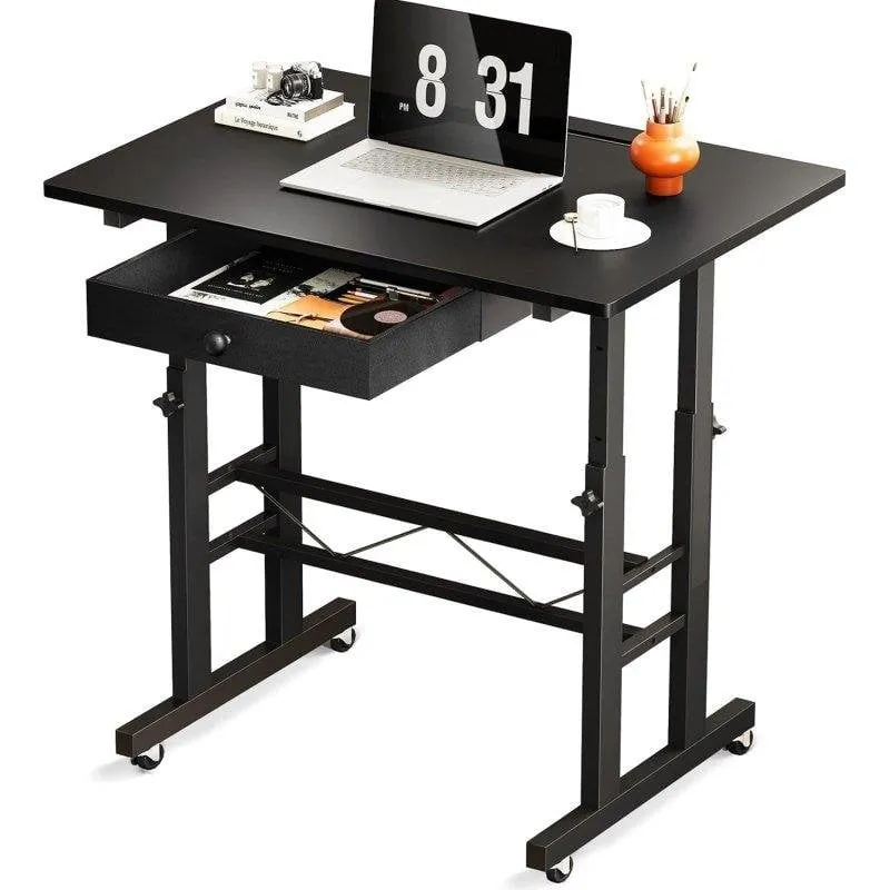 Scrivania GTPLAYER Gaming Elevabile 80x50 Cassetti Ruote Nera