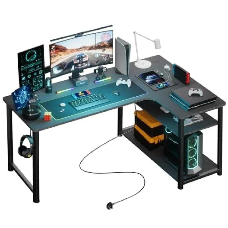 Scrivania GTPLAYER L 120x80 con presa USB e scaffale