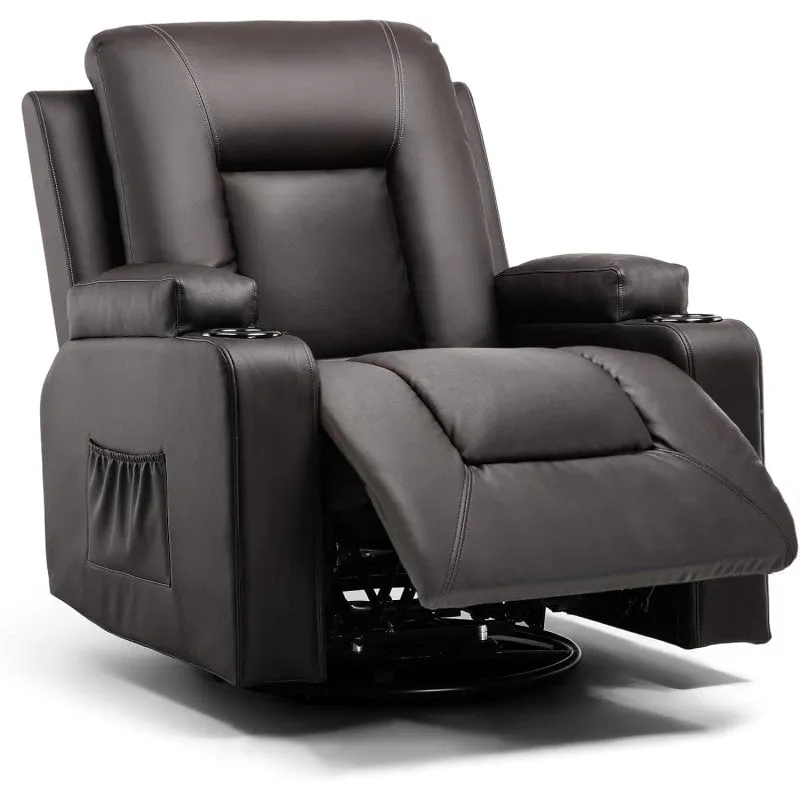 Poltrona Relax GTPLAYER Schienale e Poggiapiedi Regolabili 360° PU Marrone