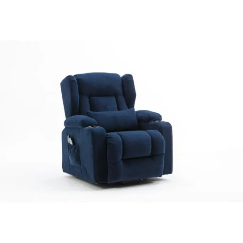 Poltrona Relax Elettrica GTPLAYER Blu Massaggio Alzapersone Reclinabile