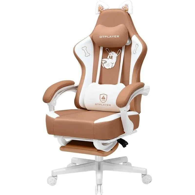 Sedia gaming GTPLAYER Orecchie di gatto Memory Foam Pelle PU Marrone