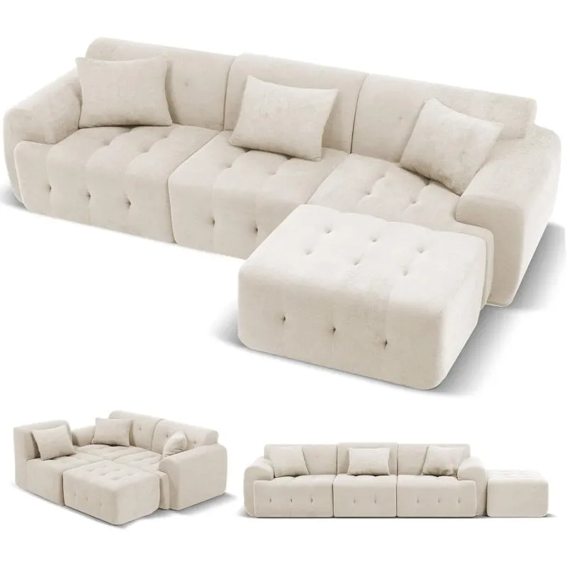 Divano angolare GTPLAYER Modulare Letto 245x60x40 cm Grigio Beige