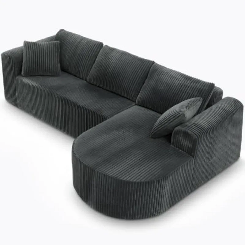 Divano angolare Boneless modulare letto 263cm velluto grigio senza montaggio