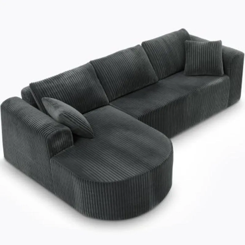 Divano angolare Boneless modulare letto 263cm velluto grigio grande destro