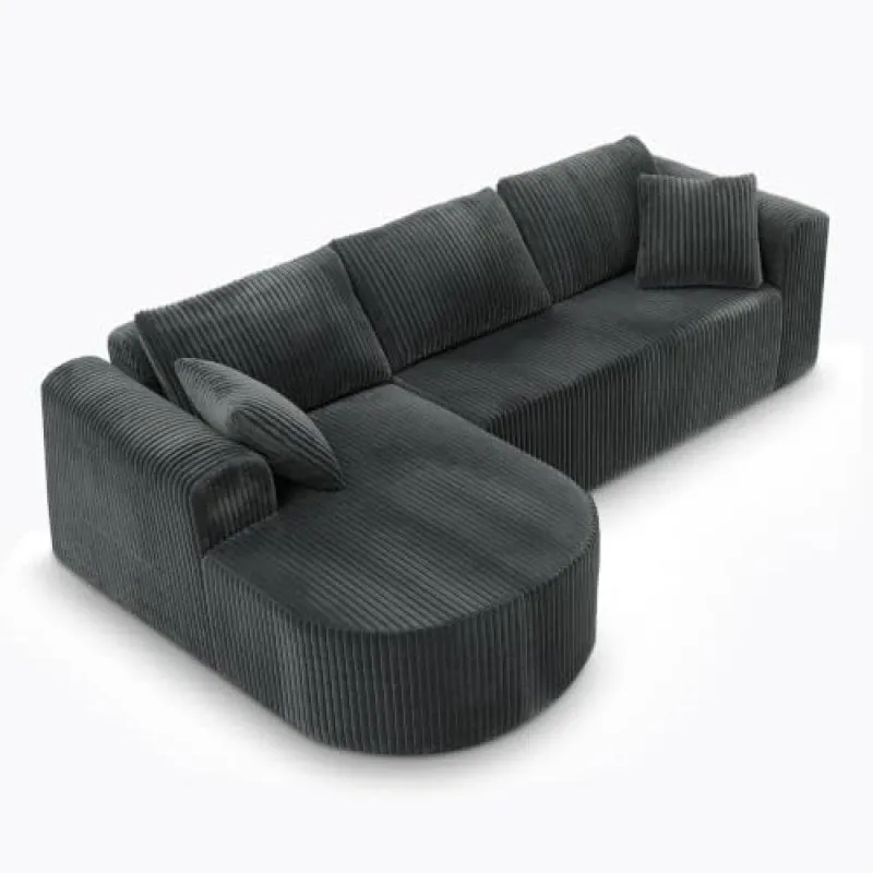 Divano angolare Boneless modulare letto 243cm velluto grigio senza montaggio