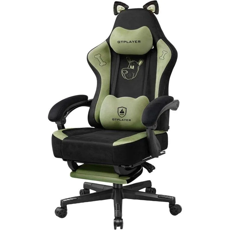 Sedia gaming GTPLAYER Orecchie di gatto velluto Verde