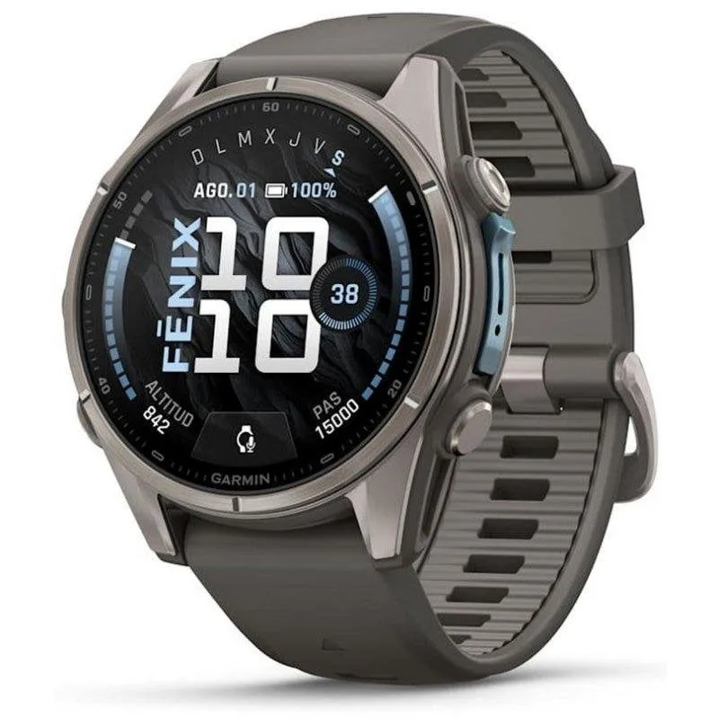 Garmin fēnix 9 Bluetooth GPS 43mm Titanio Grigio Cinturino Silicone