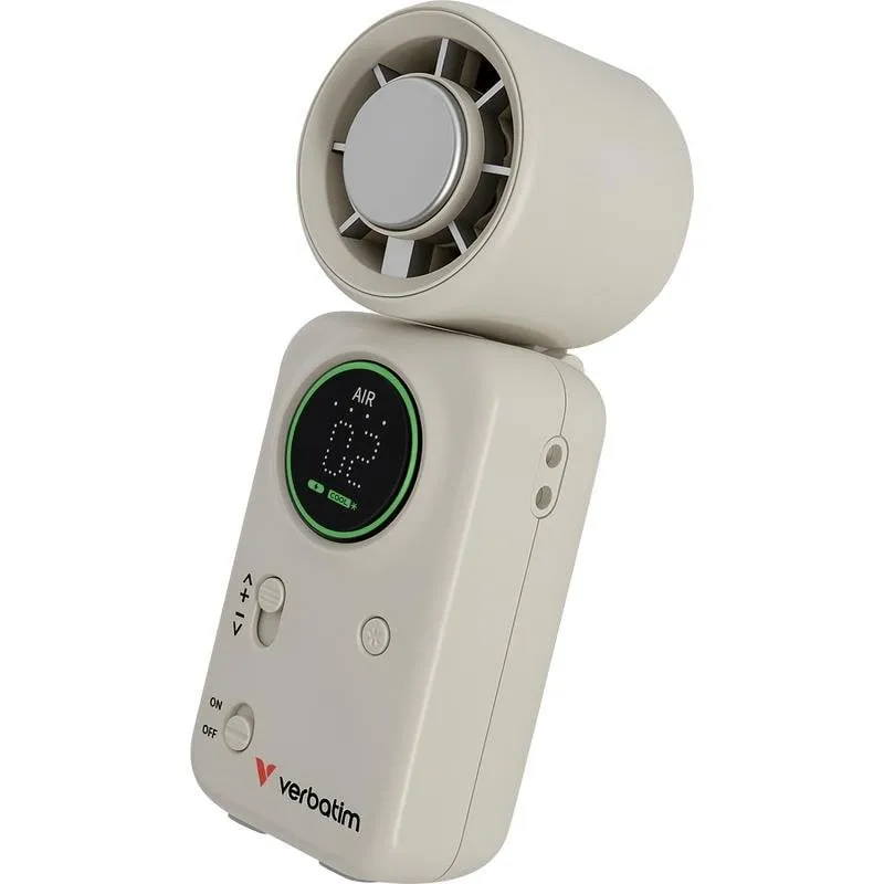 Mini Ventilatore Portatile Verbatim 32346 10W 16000RPM Batteria 4000mAh Display USB