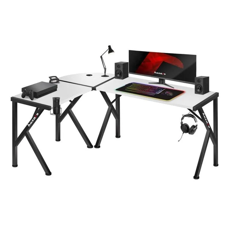 Mesa Gaming Huzaro Hero 154 cm Fibra di carbonio Acciaio inox Bianco