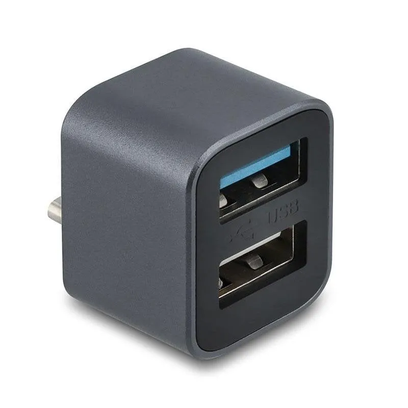 Hub DeLock 2 porte 10 Gbps USB-C modello 64359 compatto metallico