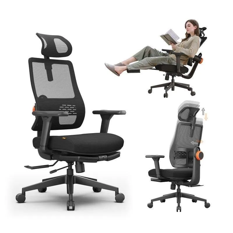 Sedia Ergonomica Newtral MagicH-BP con Reposapiedi 4D Nero