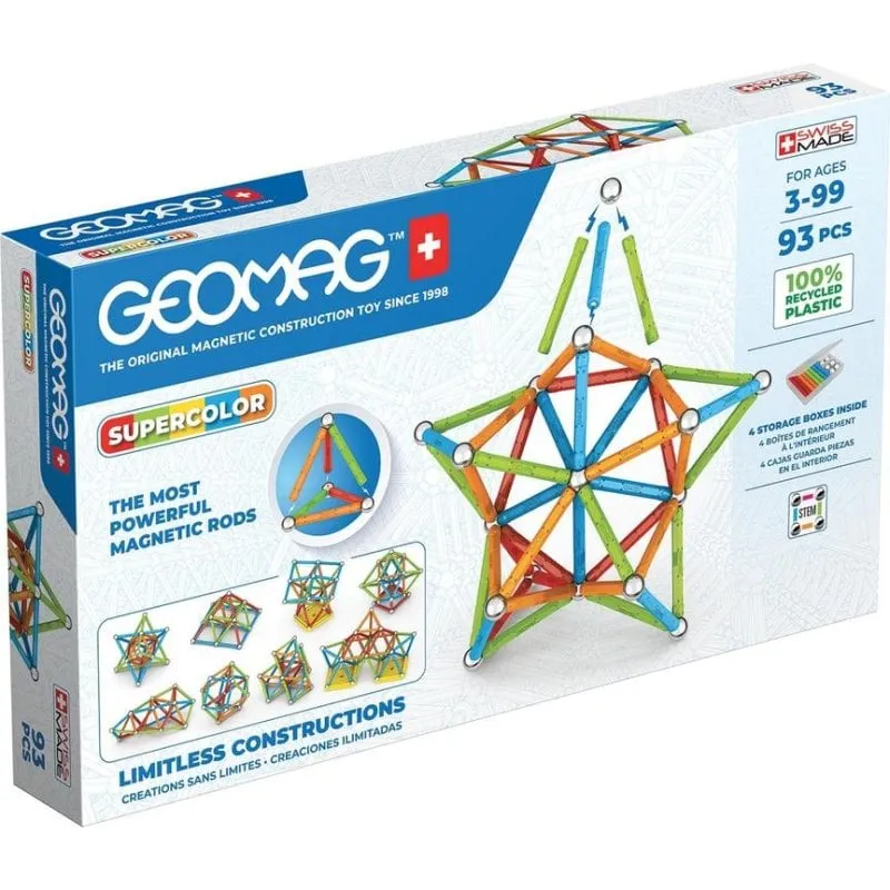 Geomag Supercolor Recycled Set di Costruzione Magnetica 93 Pezzi