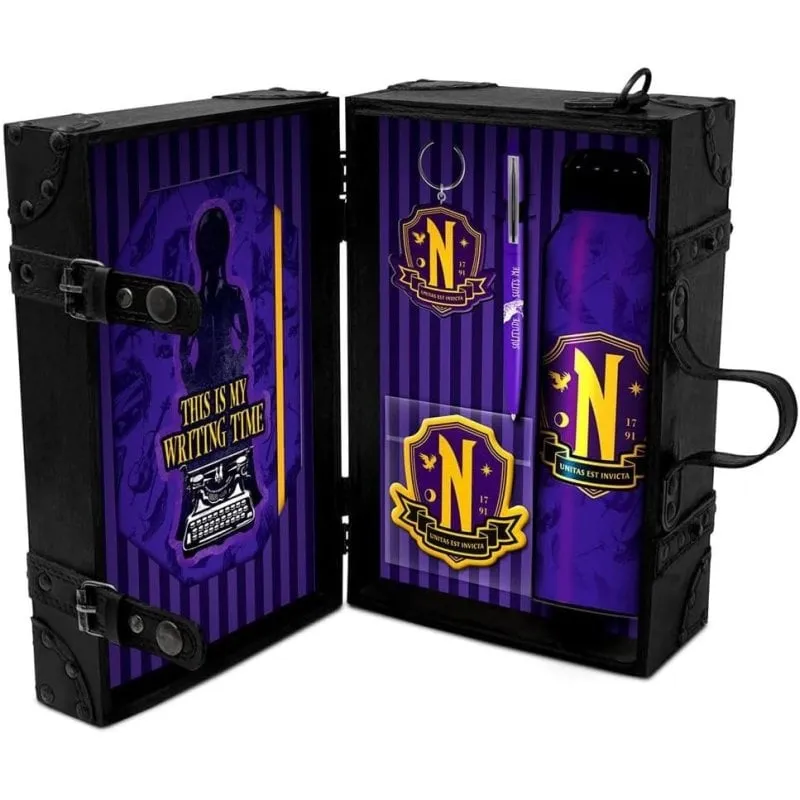 Set Regalo Baule Academia Nevermore Wednesday Licenza Ufficiale Esclusivo
