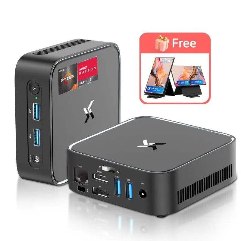 Mini PC Huidun H80 AMD Ryzen 7 3700U/16GB/Radeon Vega 10/512GB SSD/Windows 11 Pro/supporto VESA