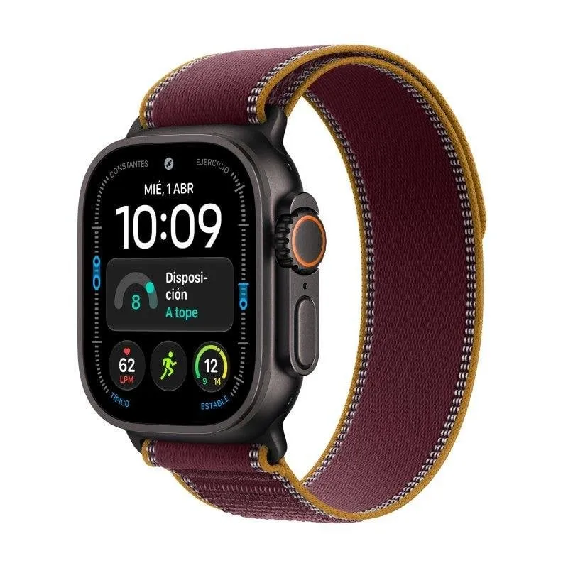 Apple Watch Ultra 4 GPS + Cellular 49mm Titanio Nero con Cinturino Loop Trail Bordeaux S/M
