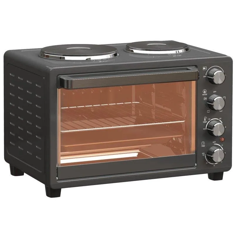 Fornetto Elettrico Blossom 28L 2600W 100-230°C 2 Piastre Grill Nero