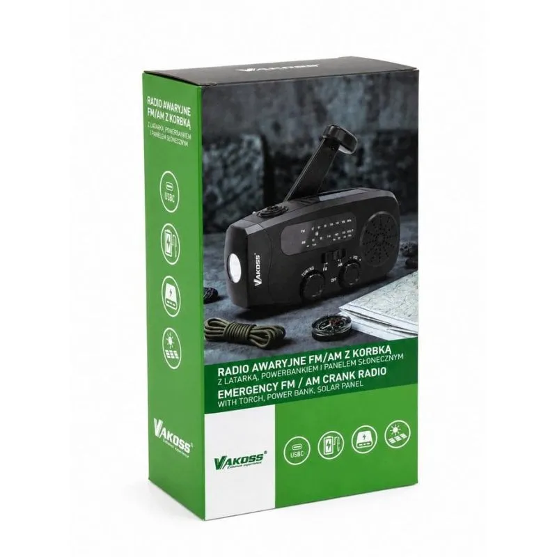 Radio di emergenza Vakoss FM-3660K FM/AM Solare e Dynamo torcia