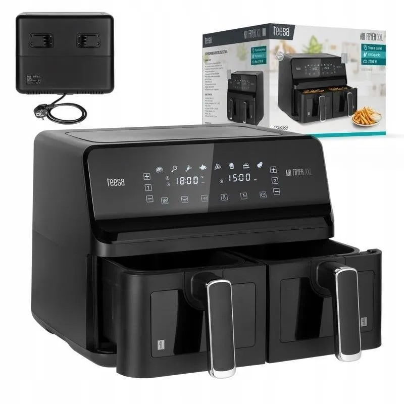 Friggitrice ad Aria Teesa AIR FRYER DUAL POT Doppio Cestello 8 L 2700 W Touch